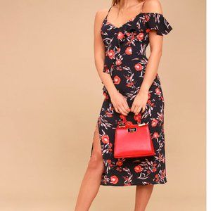 Floral Print off the Shoulder Midi Dress